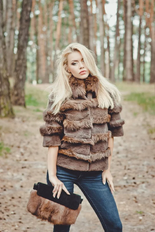 Relaxed Fashion Brown Fox Fur Jacket