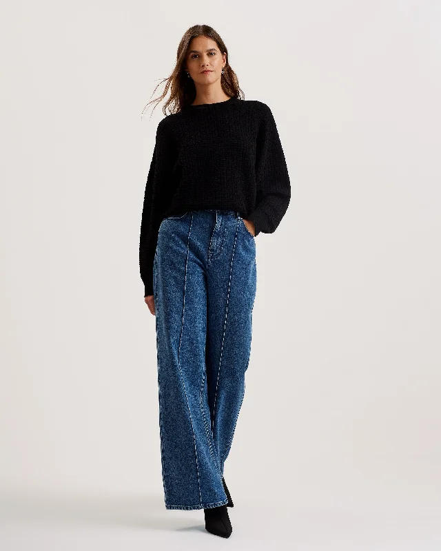 Light Dressing Tedtyy Jacquard Knitted Crew Neck Sweater Black