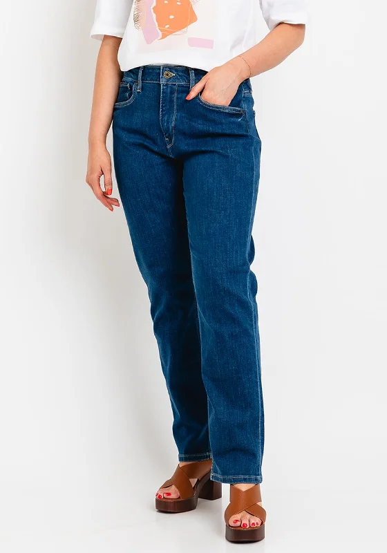 Timeless Style Pepe Jeans High Waist Straight Leg Jeans, Medium Blue
