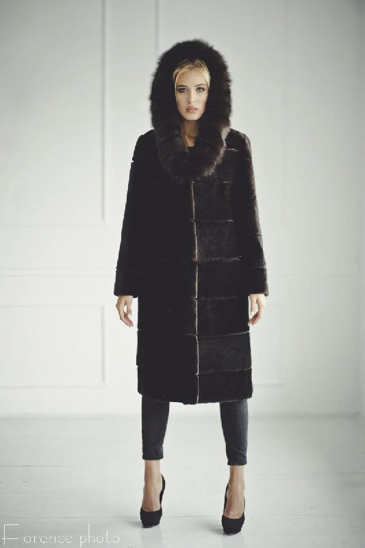 Soft Layers Brown Beaver&Marten Fur Coat