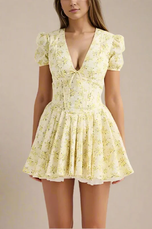 Weekend Comfort Wear Kacey Bodycon Day Mini Dress - Sun Yellow