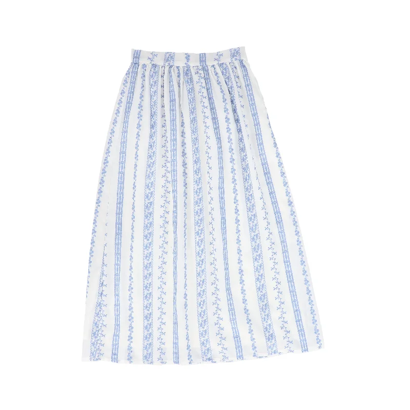 Urban Chic VALENTINA BLUE STRIPED EMBROIDERED EYELET SKIRT