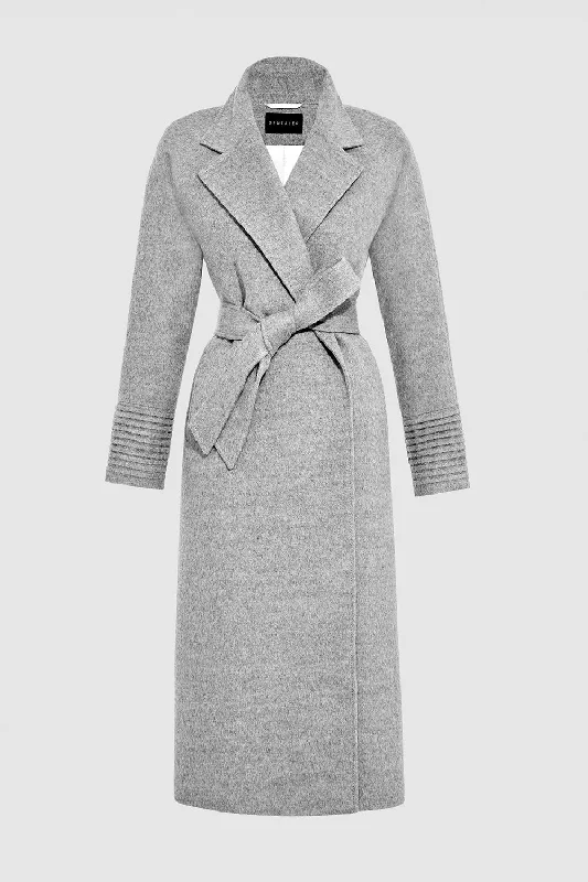 Stylish Wear Baby Alpaca Long Notched Collar Raglan Sleeve Wrap Coat