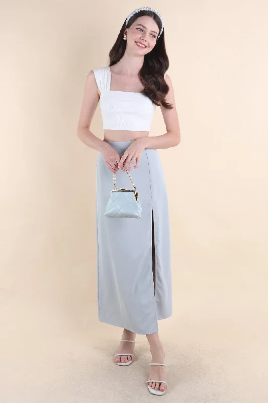 Soft Clothing MINNIE SLIT MAXI SKIRT IN BLUE