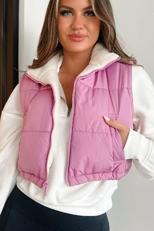 Comfy Pants Lifelong Memories Reversible Puffer Vest (Vintage Plum)