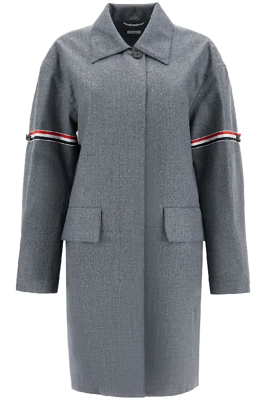Soft Knitwear Thom e Women's Waterproof Technical Wool Coat With Rwb Stripes