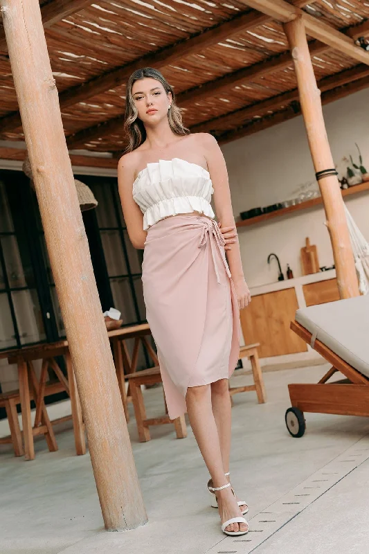 Comfy Dress VERA TIE DRAPE SKIRT IN PINK