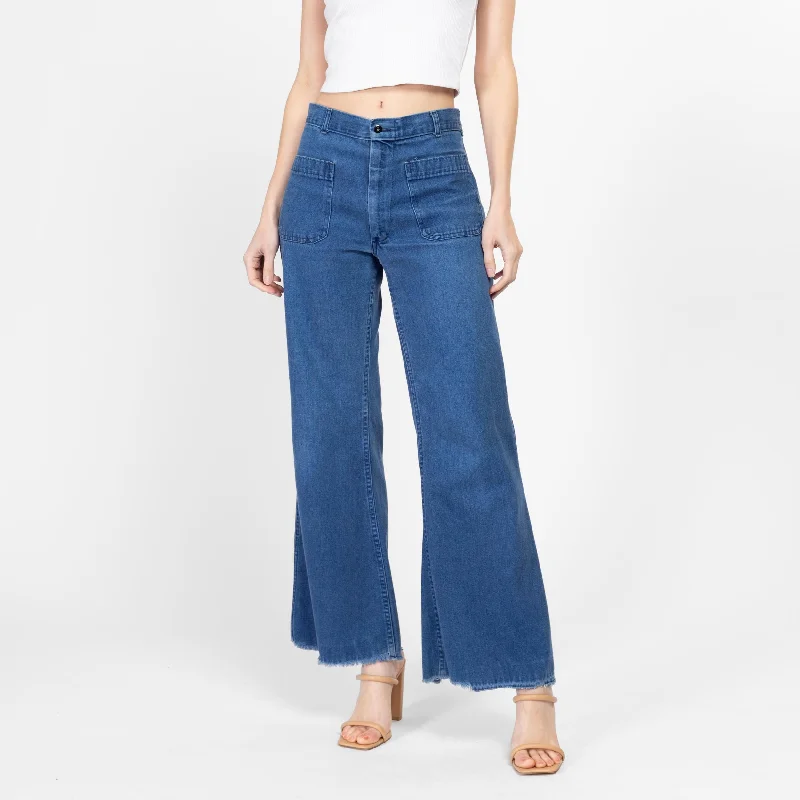 Cozy Footwear Sm-Med Vintage Chambray Unisex Bell Bottom Sailor Jeans 30R