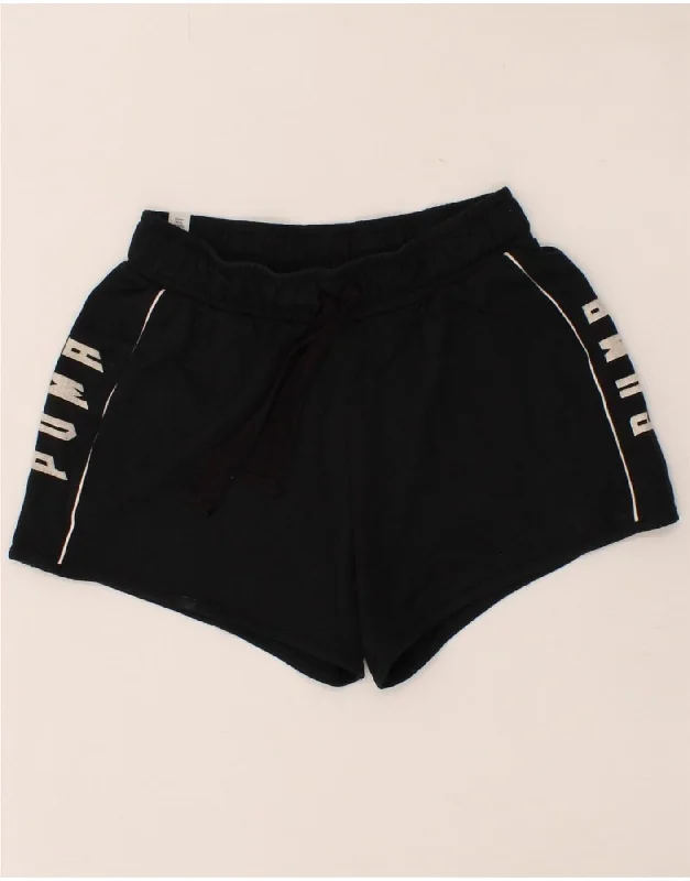 Lounge Chic PUMA Womens Graphic Sport Shorts UK 10 Small Black