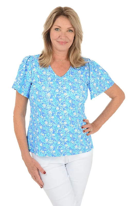 Layered Style Spring Garden UPF50+ Flutter Sleeve Top