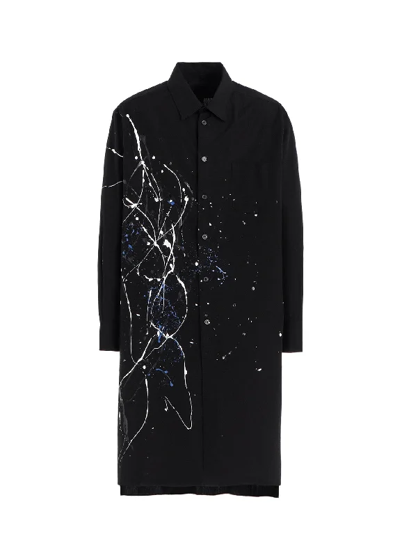 Simple Comfort COTTON BROAD SPLASH PAINTED LONG SHIRT