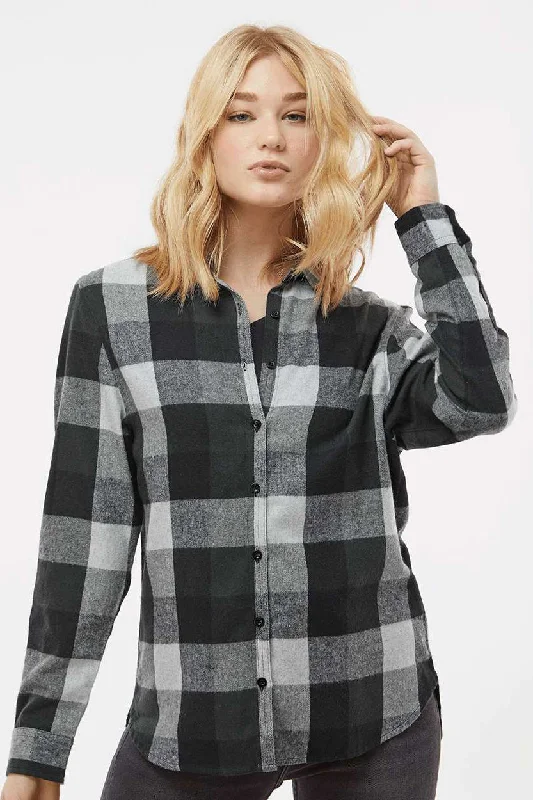 Sporty Wear Burnside Womens Boyfriend Flannel Long Sleeve Button Down Shirt - Black/Grey Sporty Wear Burnside Womens Boyfriend Flannel Long Sleeve Button Down Shirt - Black/Grey