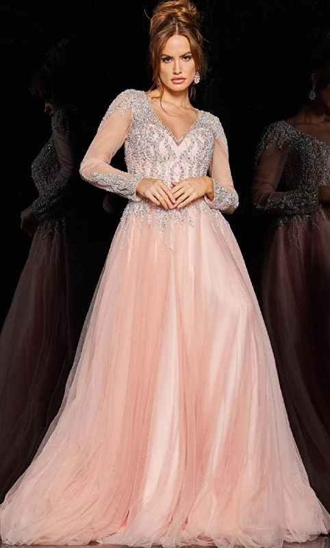 Soft Fabrics Jovani 36533 - Sheer Embellished A-line Gown