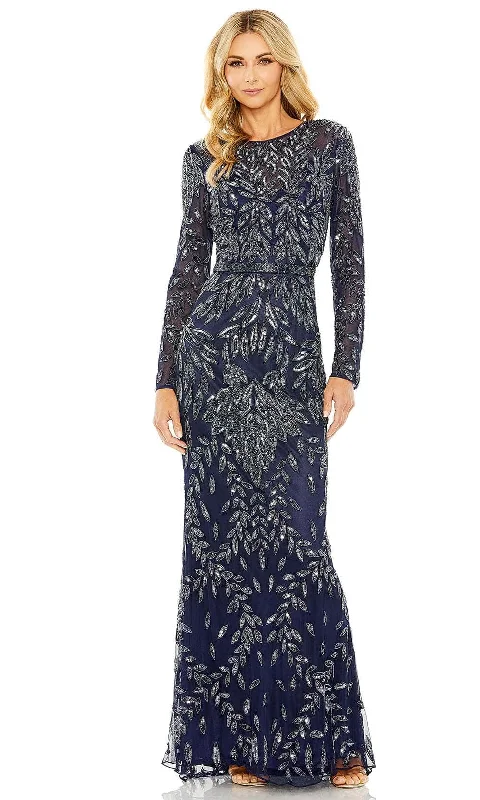 Breathable Style Mac Duggal 6023 - Foliage Beaded Sheath Evening Gown