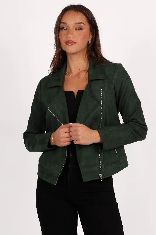 Effortless Dressing Spencer Faux Suede Moto Jacket - Olive