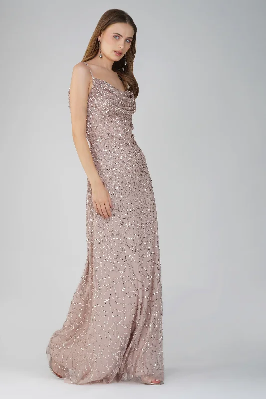 Breezy Comfort Mai Embellished Maxi Dress in Blush Pink
