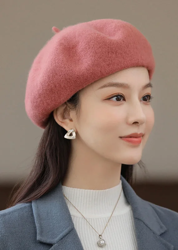 Breathable Style Boutique Versatile Pink Woolen Beret Hat