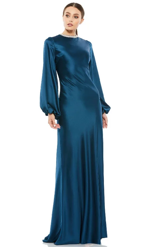 Versatile Casuals Ieena Duggal 26575 - Bishop Sleeve Satin Evening Gown | Couture Candy
