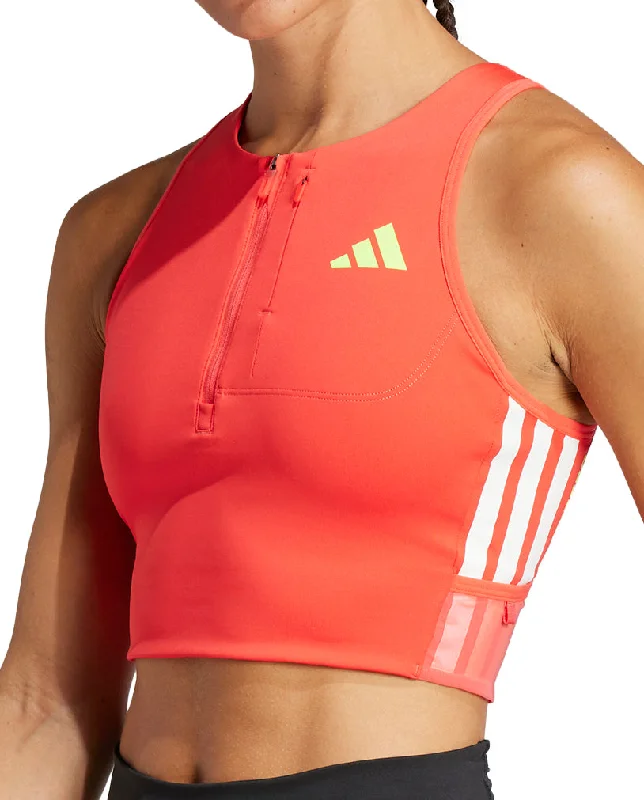 Stylish Ease adidas Adizero Gel Pocket Womens Running Crop Top - Red