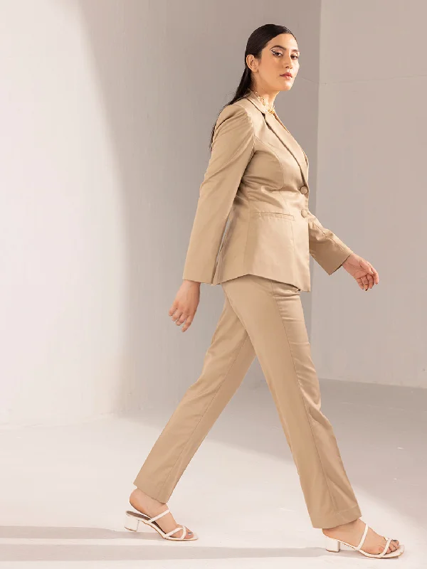 Breezy Comfort Poly Viscose Pant Suit - Beige
