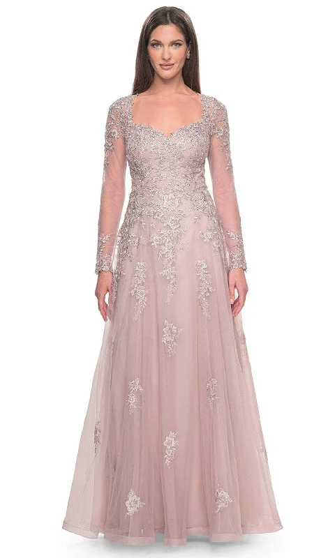 Soft Knitwear La Femme 31937 - Illusion Sleeve Evening Dress