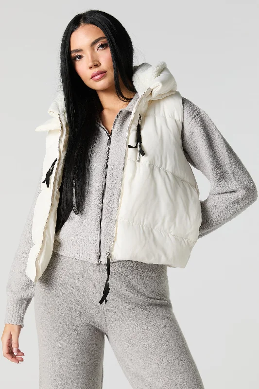 Comfortable Fashion Looks Sherpa Lined Nylon Puffer Vest