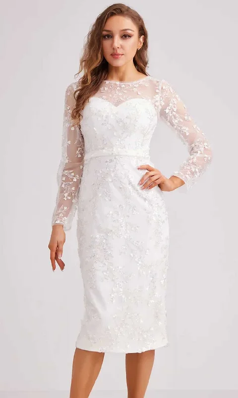 Trendy Looks J'Adore Dresses J23065 - Embroidered Long Sleeve Knee-Length Dress