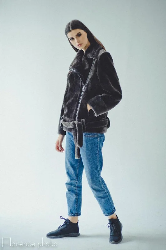 Elegant Dressing Grey Beaver Aviator Jacket