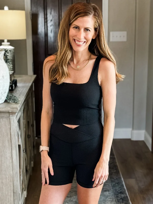 Comfy Chic Rib Square Neck Cropped Top