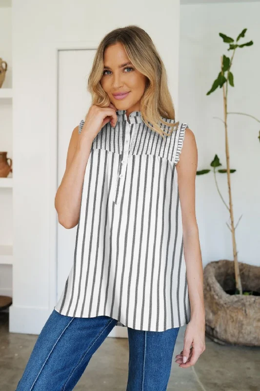 Urban Chic Frill Printed Mock Neck Top