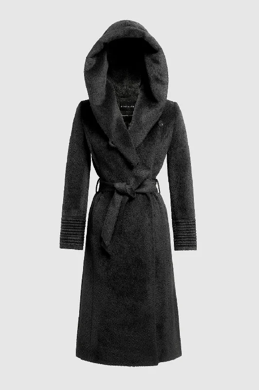 Trendy Wear Bouclé Alpaca Long Hooded Wrap Coat
