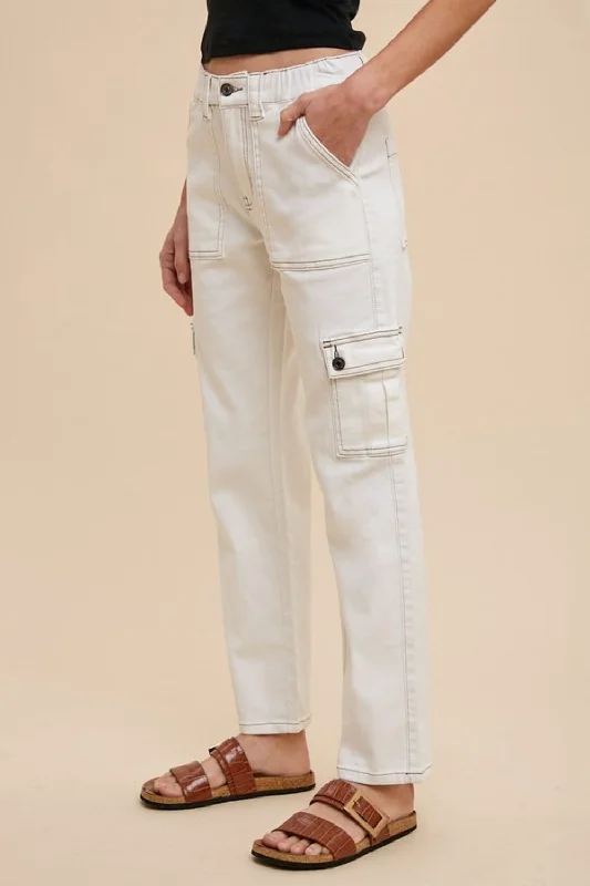 Easy Comfort Style Annie Wear Straight Leg Jeans with Cargo Pockets