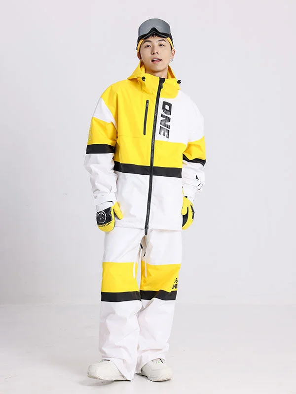 Cozy Dress Men's Cosone Winter Forward Colorblock Snow Jacket & Pants Set