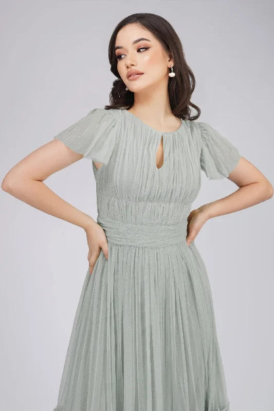 Chic Comfort Diva Tulle Maxi Dress in Dark Sage