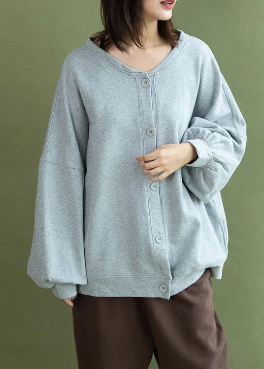 Comfy Chic Modern gray cotton linen tops women lantern sleeve Button Down oversized fall shirts Comfy Chic Modern gray cotton linen tops women lantern sleeve Button Down oversized fall shirts