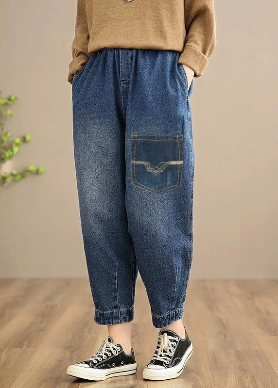 Cozy Apparel Handmade Spring Casual Pants Oversize Denim Blue-Pocket Photography Elastic Waist Trousers Cozy Apparel Handmade Spring Casual Pants Oversize Denim Blue-Pocket Photography Elastic Waist Trousers