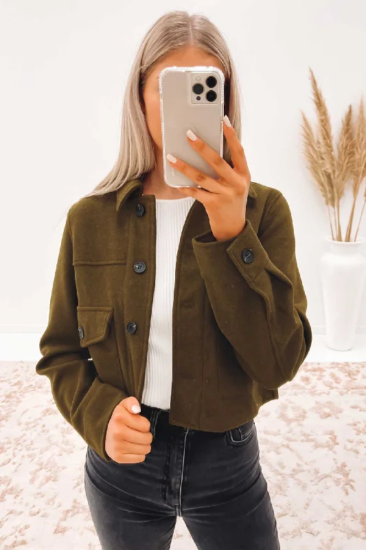 Soft Layers Zeina Crop Jacket Olive