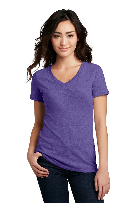 Comfy Dress District Womens Perfect Blend Short Sleeve V-Neck T-Shirt - Heather Purple Comfy Dress District Womens Perfect Blend Short Sleeve V-Neck T-Shirt - Heather Purple