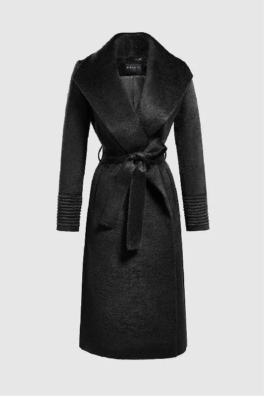 Easygoing Fashion Suri Alpaca Long Shawl Collar Wrap Coat