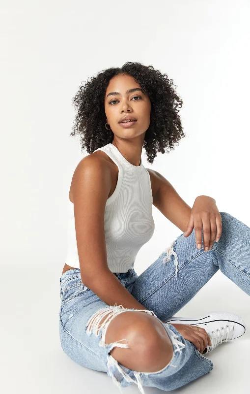 Soft Clothing BARCELONA WIDE LEG IN MID RIPPED TRUE BLUE