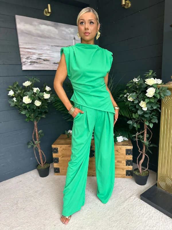 Breathable Style Morgan Top And Trouser Set Green