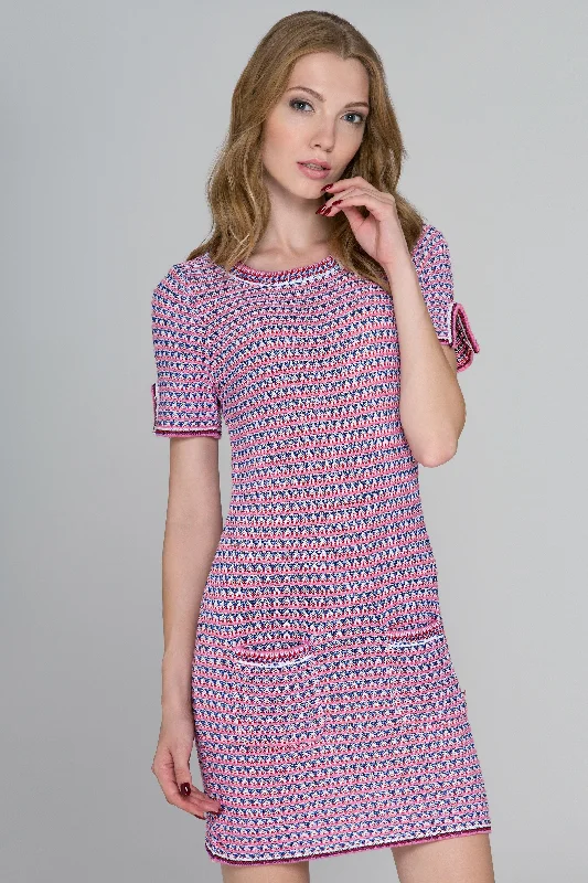 Urban Comfort Pink and Blue Crochet Shirt Dress