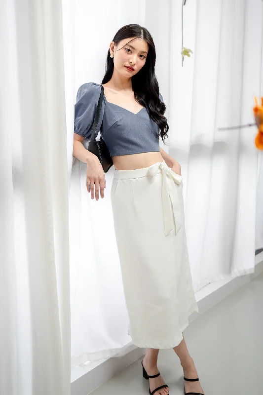 Warm Wear EUSTON MIDAXI SKIRT IN WHITE