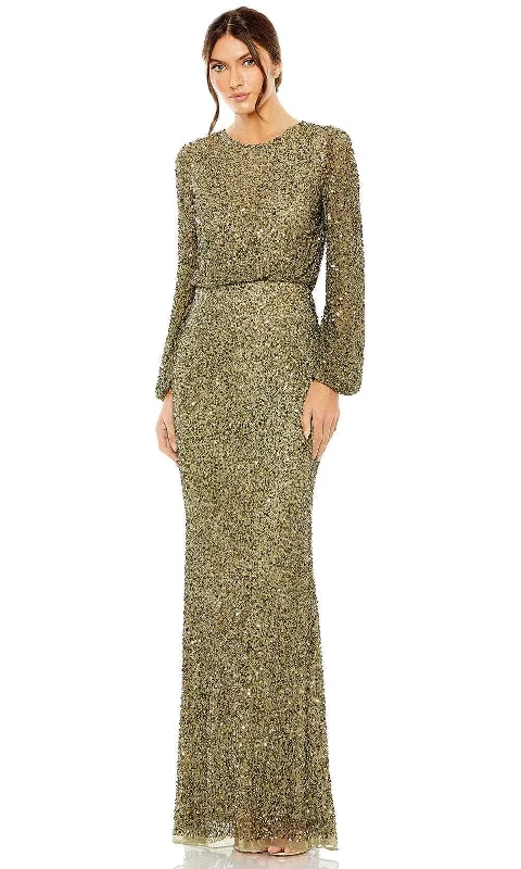 Cozy Lounge Wear Mac Duggal 10044 - Bishop Sleeve Beaded Evening Gown