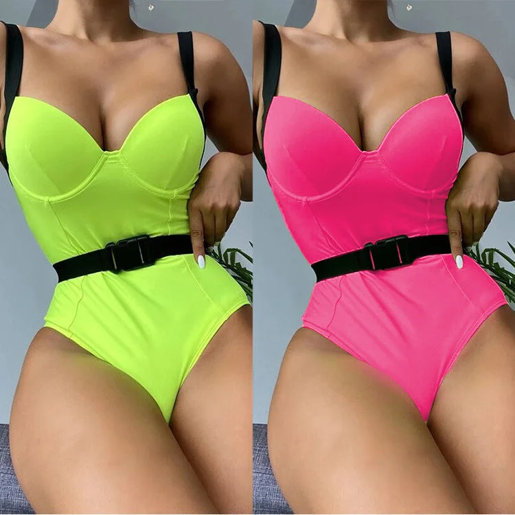 Versatile Style Women Sexy One Piece Bikini Swimsuits with Belt
