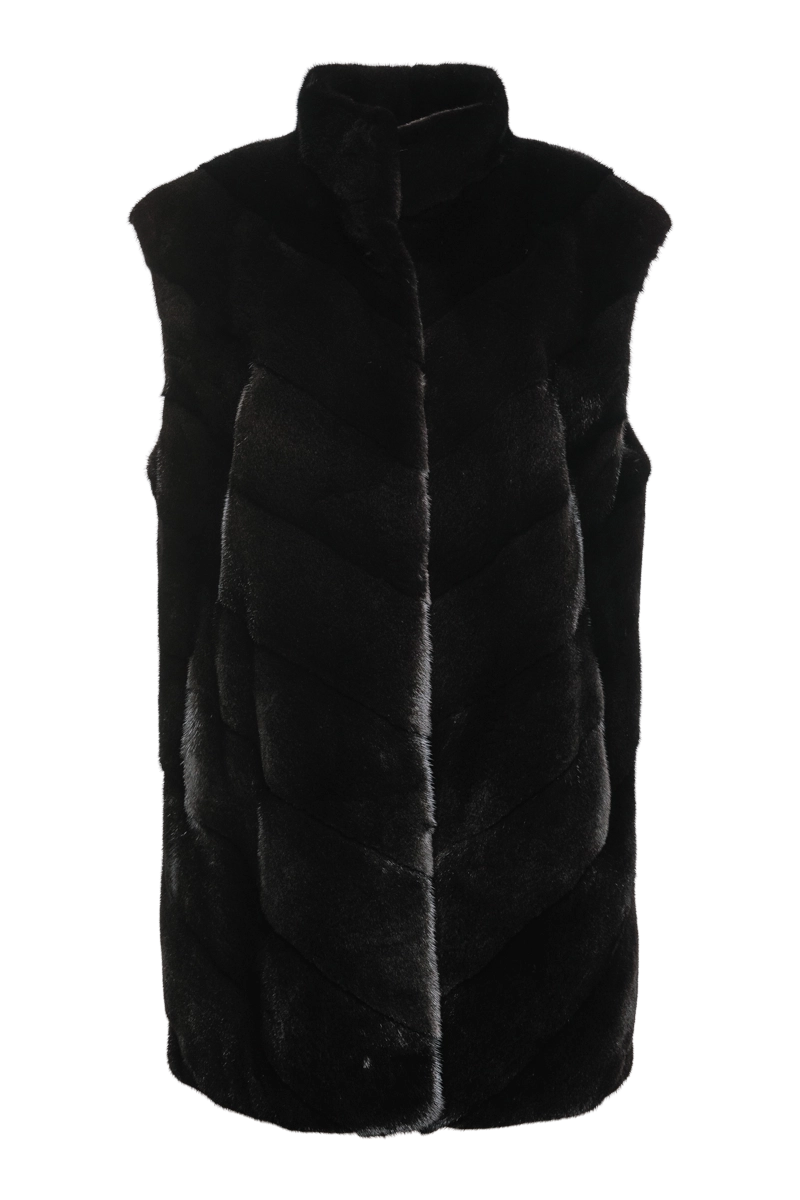 Effortless Wear Plus Size V-Cut Hem Mink Fur Vest