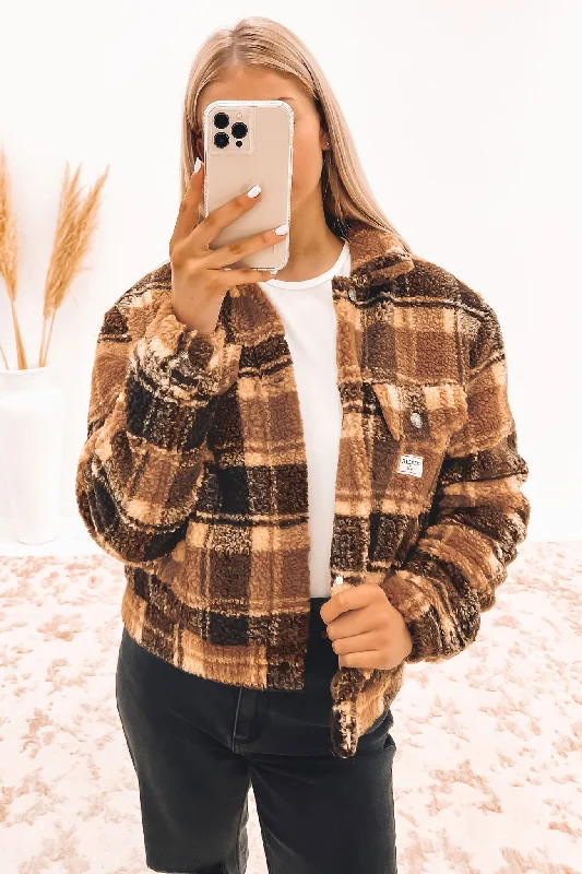Light Dressing Teddy Jacket Caramel Check