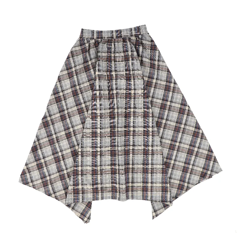 Cozy Pants ONE CHILD NAVY GREY PLAID ASYMMETRICAL SKIRT [Final Sale]