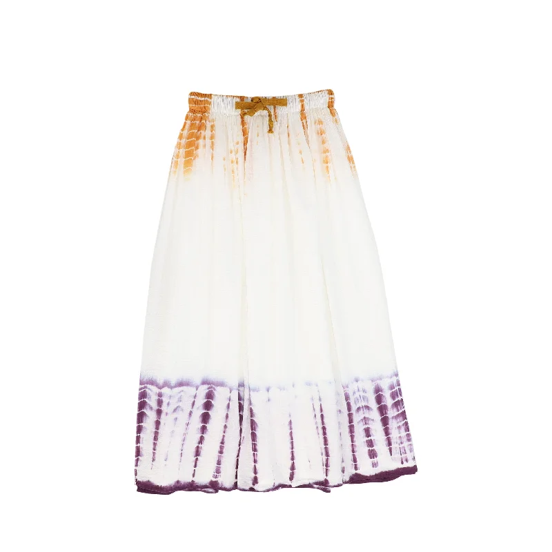 Relaxed Dresses VALENTINA IVORY/PURPLE CRINKLE TIE DYE MAXI SKIRT