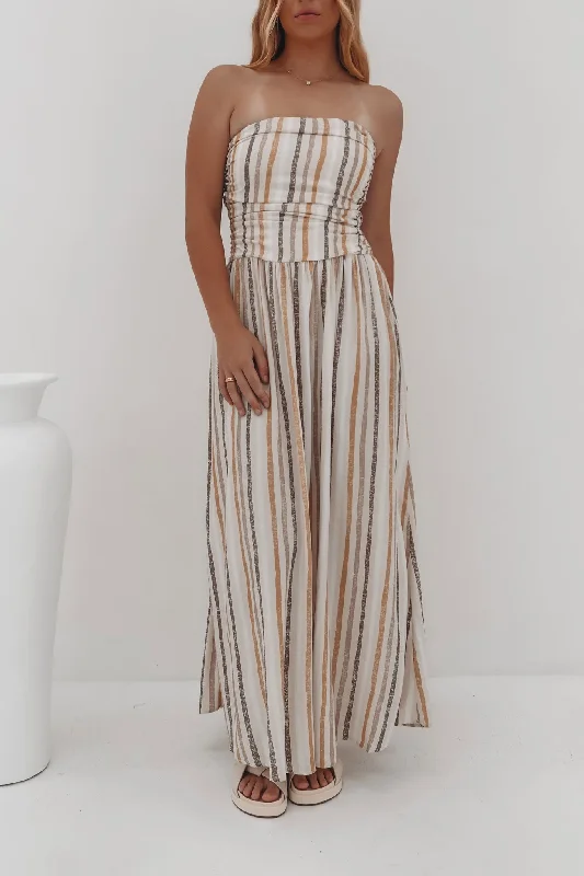 Cozy Fashion Astra Maxi Dress Beige Multi